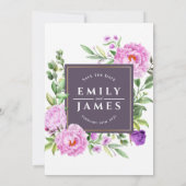 Pink Paars Floral Waterverf budget bruiloft Kaart (Achterkant)