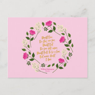 Pink Paars Floral William Shakespeare Briefkaart