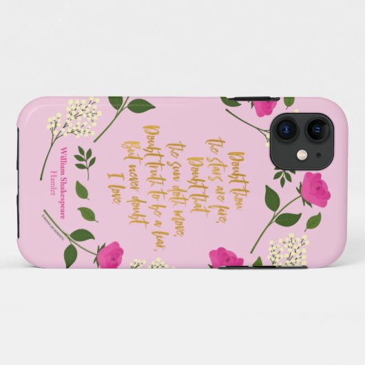Pink Paars Floral William Shakespeare Case-Mate iPhone Case (Achterkant (horizontaal))
