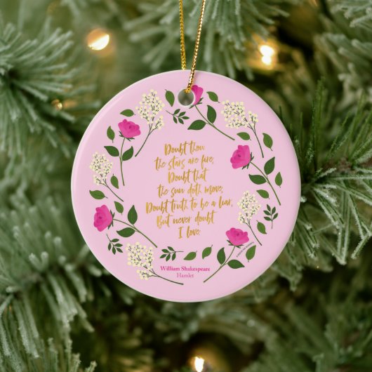 Pink Paars Floral William Shakespeare Keramisch Ornament (Boom)
