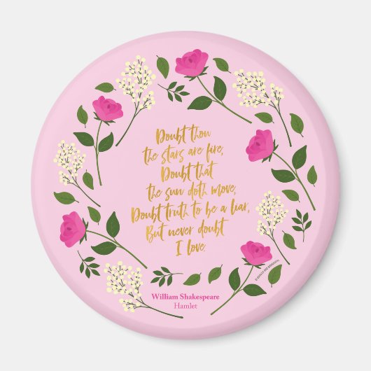 Pink Paars Floral William Shakespeare Magneet (Voorkant)