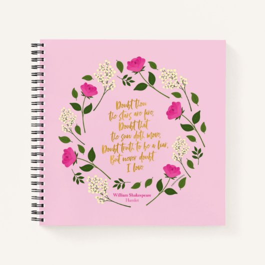 Pink Paars Floral William Shakespeare Notitieboek (Voorkant)