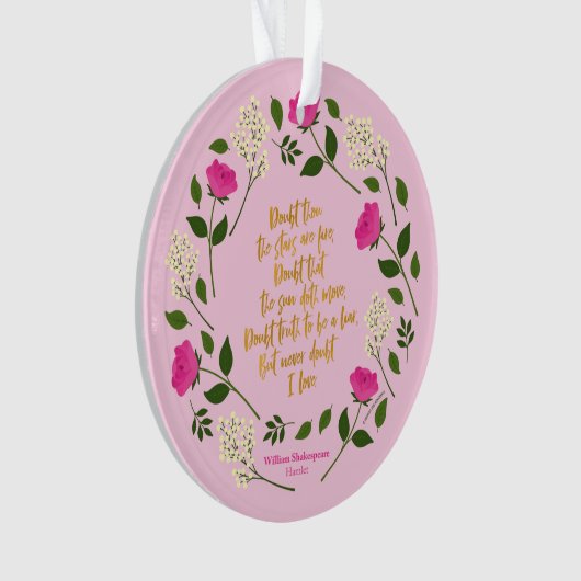 Pink Paars Floral William Shakespeare Ornament (voorkant)
