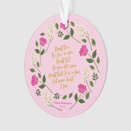 Pink Paars Floral William Shakespeare Ornament (voorkant)