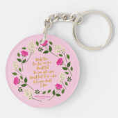 Pink Paars Floral William Shakespeare Sleutelhanger (Achterkant)
