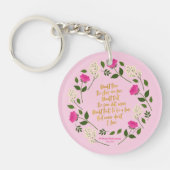 Pink Paars Floral William Shakespeare Sleutelhanger (Voorkant)