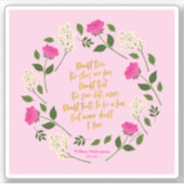 Pink Paars Floral William Shakespeare Sticker (Voorkant)