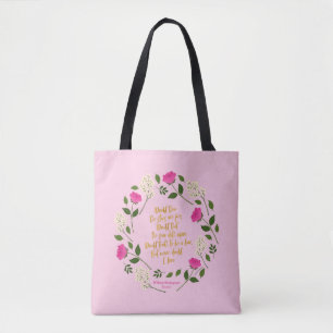 Pink Paars Floral William Shakespeare Tote Bag