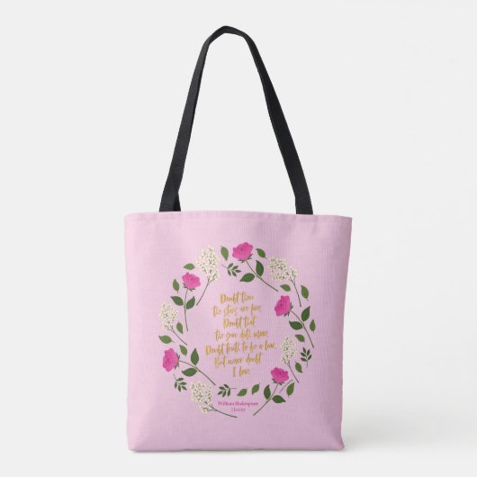Pink Paars Floral William Shakespeare Tote Bag (Achterkant)
