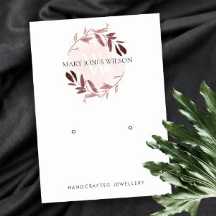 PINK PAARS FOLIAGE MONOGRAM EARRING DISPLAY LOGO VISITEKAARTJE