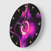 PINK PAARS FRACTALE ROOS IN ZWART MET GEMSTONEN GROTE KLOK (Hoek)