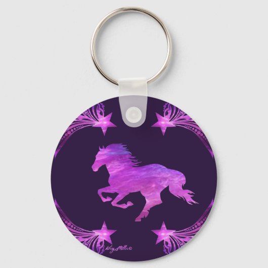 Pink & Paars Galloping Horse Sleutelhanger (Voorkant)