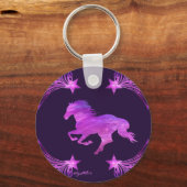 Pink & Paars Galloping Horse Sleutelhanger (Voorkant)