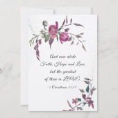 Pink Paars Greenery Floral Christelijk Wedding Kaart (Achterkant)