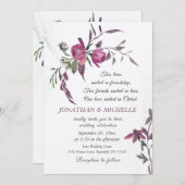 Pink Paars Greenery Floral Christelijk Wedding Kaart (Voorkant / Achterkant)