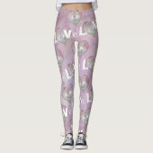 Pink Paars Heart Typografie Valentine Day Legging (Voorkant)