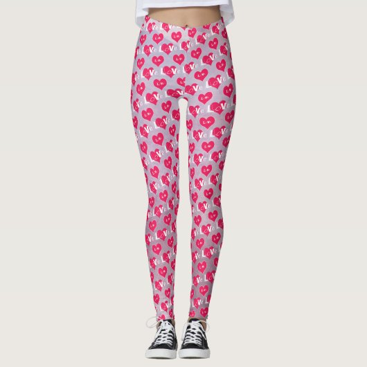 Pink Paars Heart Typografie Valentine Day Legging (Voorkant)