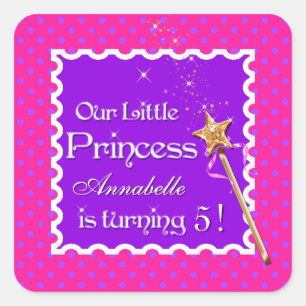 Pink Paars Polka Dot Princess Party Sticker