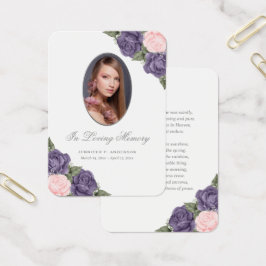 Pink Paars Silver Memorial Funeral Prayer Kaart