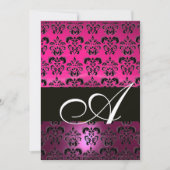 PINK PAARS ZWART DAMASK MONOGRAM, fuchsia white Kaart (Voorkant)