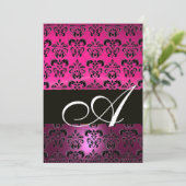 PINK PAARS ZWART DAMASK MONOGRAM, fuchsia white Kaart (Staand voorkant)