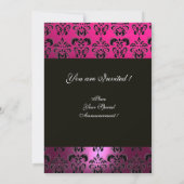 PINK PAARS ZWART DAMASK MONOGRAM, fuchsia white Kaart (Achterkant)