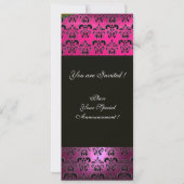 PINK PAARS ZWART DAMASK MONOGRAM, fuchsia white Kaart (Achterkant)