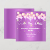 PINK PAARSE BALLOON BEWAREN DE DATUM AANKONDIGING (Voorkant / Achterkant)
