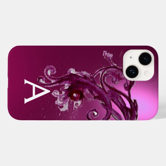 PINK PAARSE BERRIES EN FLORAL SWIRLS MONOGRAM Case-Mate iPhone CASE (Achterkant (horizontaal))