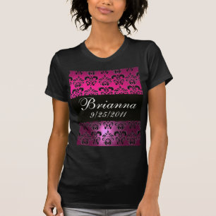 PINK PAARSE BLACK DAMASK T-SHIRT