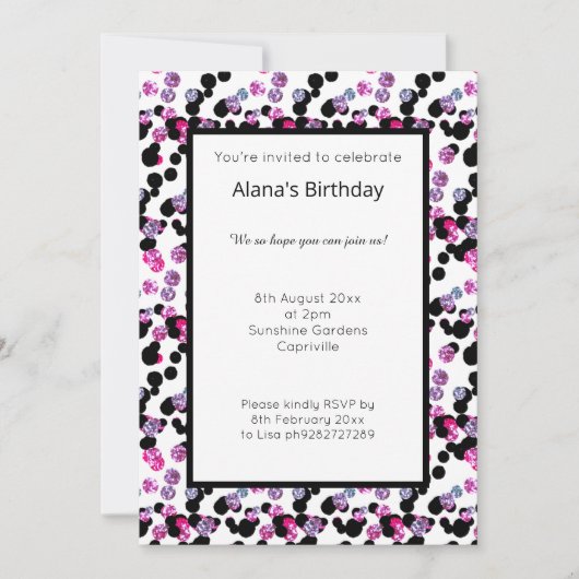 PINK PAARSE BLACK LEOPARD SPOT PATTERN BIRTHDAY KAART (Voorkant)