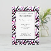 PINK PAARSE BLACK LEOPARD SPOT PATTERN BIRTHDAY KAART (Staand voorkant)
