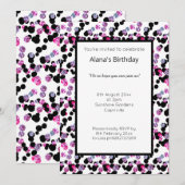 PINK PAARSE BLACK LEOPARD SPOT PATTERN BIRTHDAY KAART (Voorkant / Achterkant)