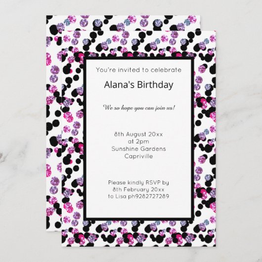 PINK PAARSE BLACK LEOPARD SPOT PATTERN BIRTHDAY KAART (Voorkant / Achterkant)