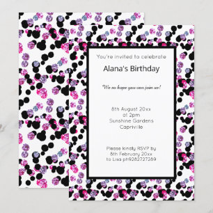PINK PAARSE BLACK LEOPARD SPOT PATTERN BIRTHDAY KAART