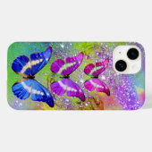 PINK PAARSE BLAUWE BUTTERFLIES, GROENE GOUDEN Case-Mate iPhone CASE (Achterkant (horizontaal))