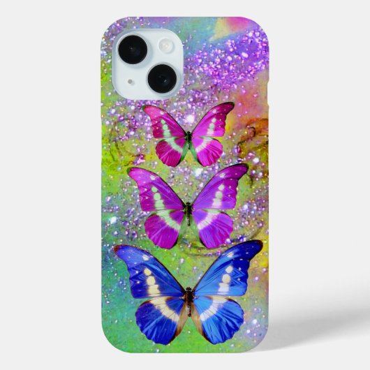 PINK PAARSE BLAUWE BUTTERFLIES, GROENE GOUDEN Case-Mate iPhone CASE (Achterkant)