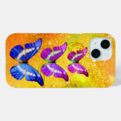PINK PAARSE BLAUWE BUTTERFLIES IN GOUD GEEL Case-Mate iPhone CASE (Achterkant (horizontaal))