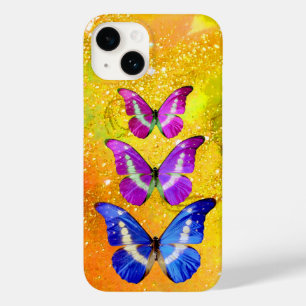 PINK PAARSE BLAUWE BUTTERFLIES IN GOUD GEEL Case-Mate iPhone CASE