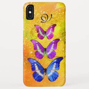 PINK PAARSE BLAUWE BUTTERFLIES IN GOUD GEEL Case-Mate iPhone CASE