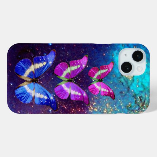 PINK PAARSE BLAUWE BUTTERFLIES IN GOUDEN SPARKLES Case-Mate iPhone CASE (Achterkant (horizontaal))