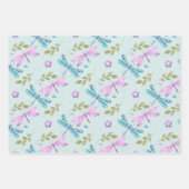 PINK PAARSE BLAUWE WATERVERF DRAGONFLIES INPAKPAPIER VEL (Voorkant)