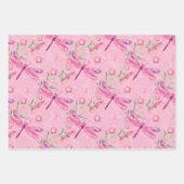 PINK PAARSE BLUE GEEL EATERCOLOR DRAGONFLIES INPAKPAPIER VEL (Voorkant 3)