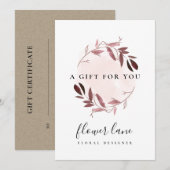 PINK PAARSE FAUNA WREATH GIFT CERTIFICATE CARD FEESTDAGENKAART (Voorkant / Achterkant)