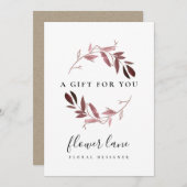 PINK PAARSE FAUNA WREATH GIFT CERTIFICATE CARD FEESTDAGENKAART (Voorkant / Achterkant)