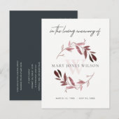 PINK PAARSE FAUNA WREATH SYMPATHY MEMORIAL SERVICE UITNODIGING BRIEFKAART (Voorkant / Achterkant)