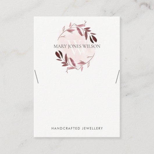 PINK PAARSE FOLIAGE MONOGRAM KETTING WEERGAVE LOGO VISITEKAARTJE (Voorkant)