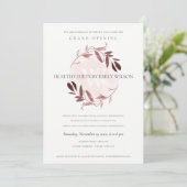 PINK PAARSE FOLIAGE WREATH GRAND OPENEN INVITE BEDANKKAART (Staand voorkant)