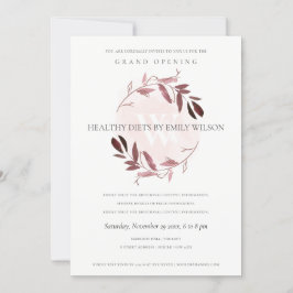 PINK PAARSE FOLIAGE WREATH GRAND OPENEN INVITE BEDANKKAART