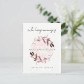 PINK PAARSE FOLIAGE WREATH MEMORIAL DANK U UITNODIGING BRIEFKAART (Staand voorkant)